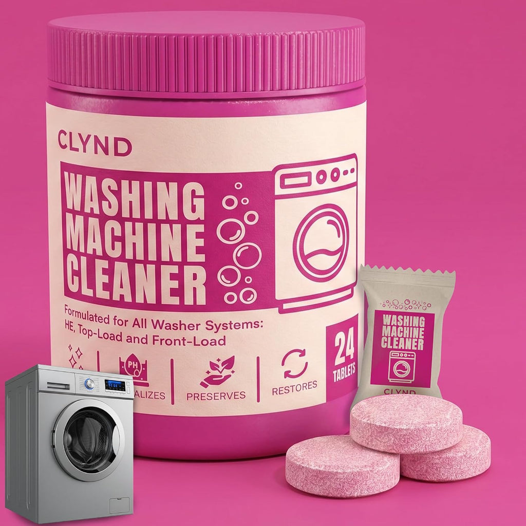 Washing Machine Cleaner Tablets Unscented 24 Pack Residue-free Laundry Washer Cleaner for HE Front Load, Top Load