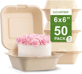 6X6 inch Compostable Nature Square Clamshell Take Out Food Containers togo