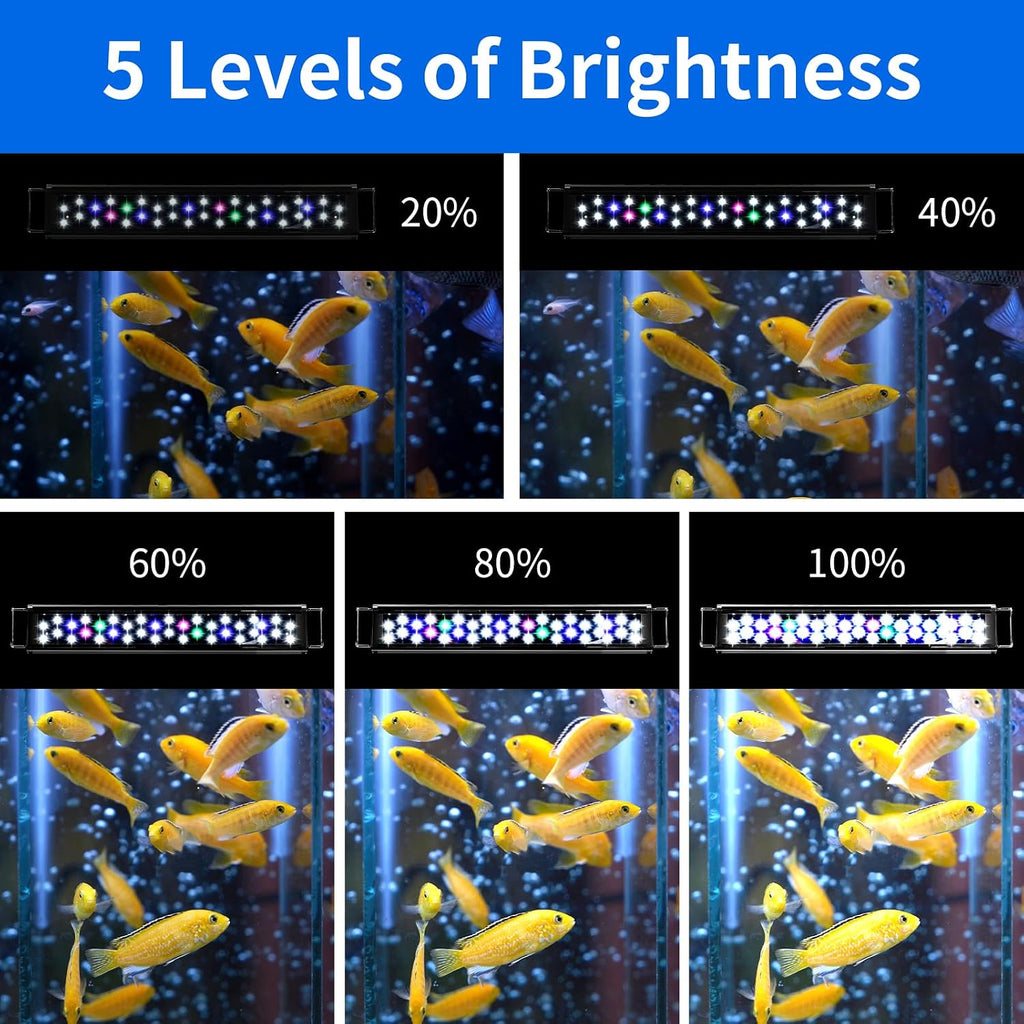 LED Aquarium Light for 12 Inch Fish Tank, Auto On Off with Timer, Full Spectrum, Adjustable Brightness, Daylight