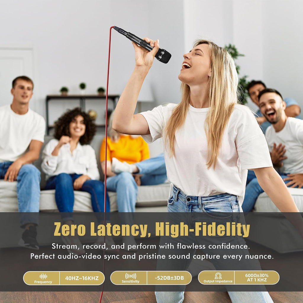 Dynamic Microphone - Professional Vocal Microphone for Singing - Handheld Wired Microphone with 16ft XLR to 1/4"