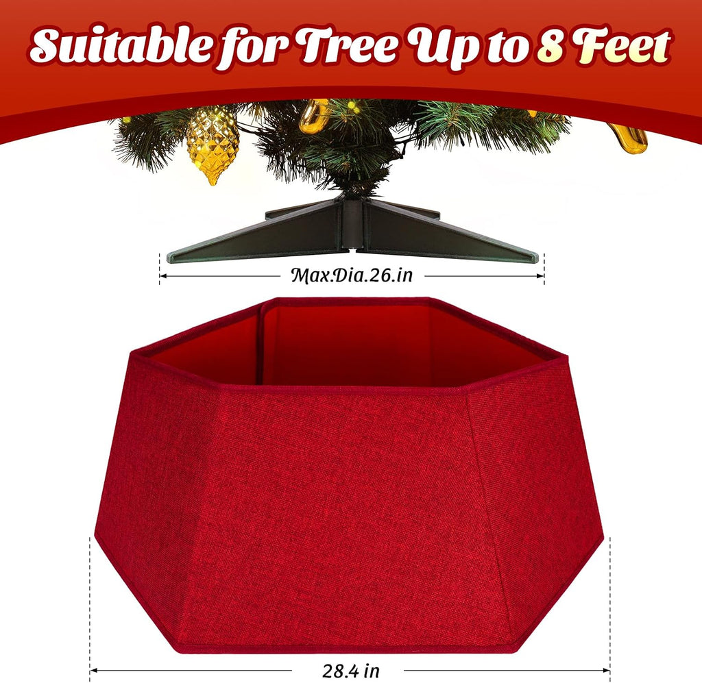 Christmas Tree Skirt 26’’ Christmas Tree Skirts Collar Stand, Foldable Christmas Tree Ring for Artificial Trees