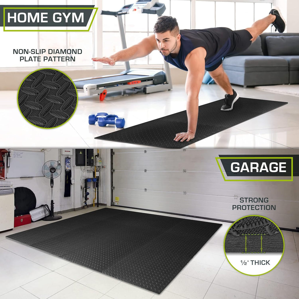Exercise Puzzle Mat ½-inch, EVA Interlocking Foam Floor Tiles for Home Gym, Workout Equipment, Kids Play Areas