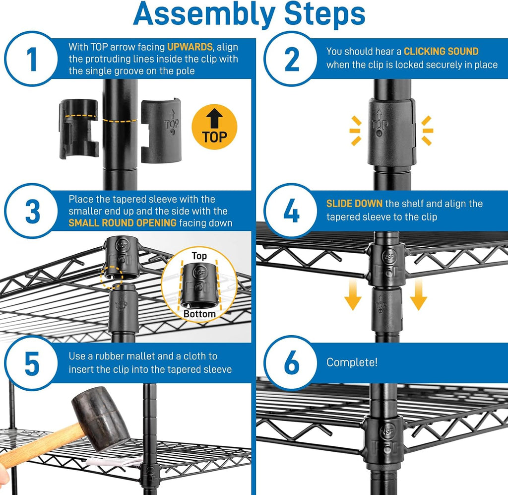 8-Tier Wire Shelving Unit,49.2''W Storage Shelves,Metal Shelving for Storage Rack Shelves for Storage Heavy Duty