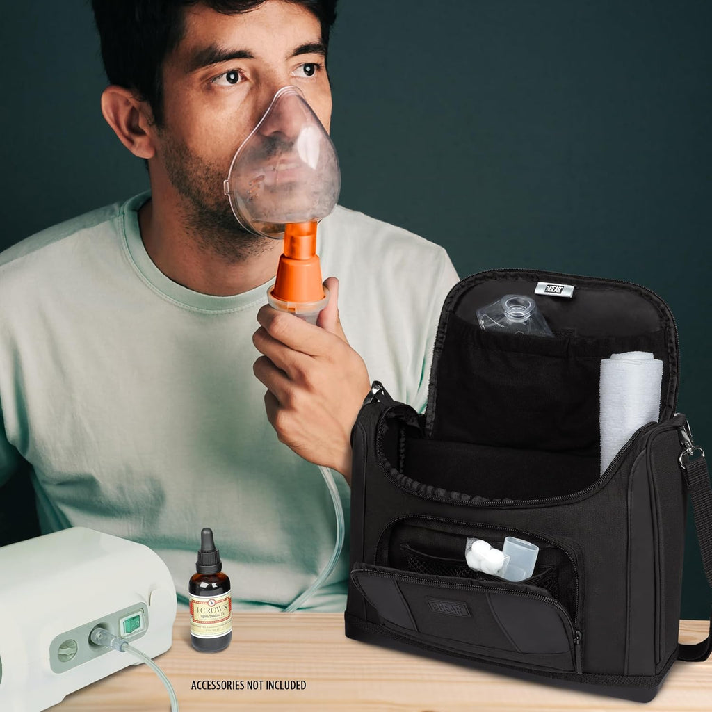 Travel Nebulizer Bag Fits Nebulizer Machine, Tubing, Mouthpiece, Mask, Solution & more Asthma Accessories - Inhaler