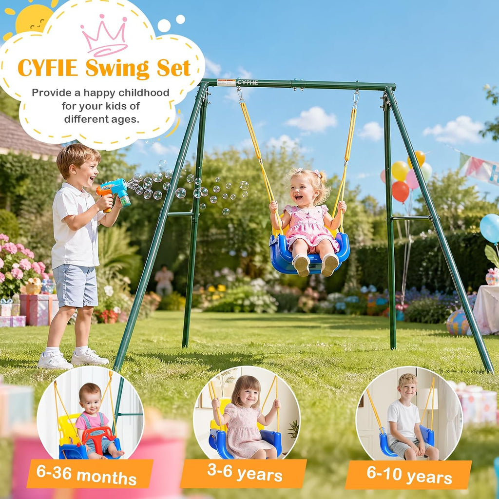 Toddler Swing Set, 4-in-1 Kids Swing Sets for Backyard, Indoor/Outdoor Baby Swing with Heavy Duty Metal Stand