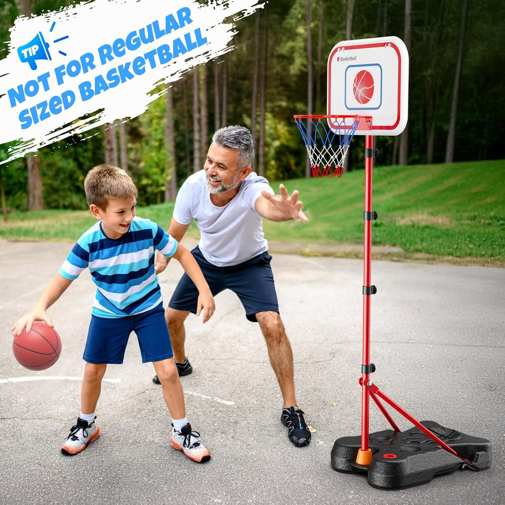 2 in 1 Kids Basketball Hoop and T Ball Set | Adjustable Basketball Stand,Hanging Tee Baseball for Toddlers Boys Girls