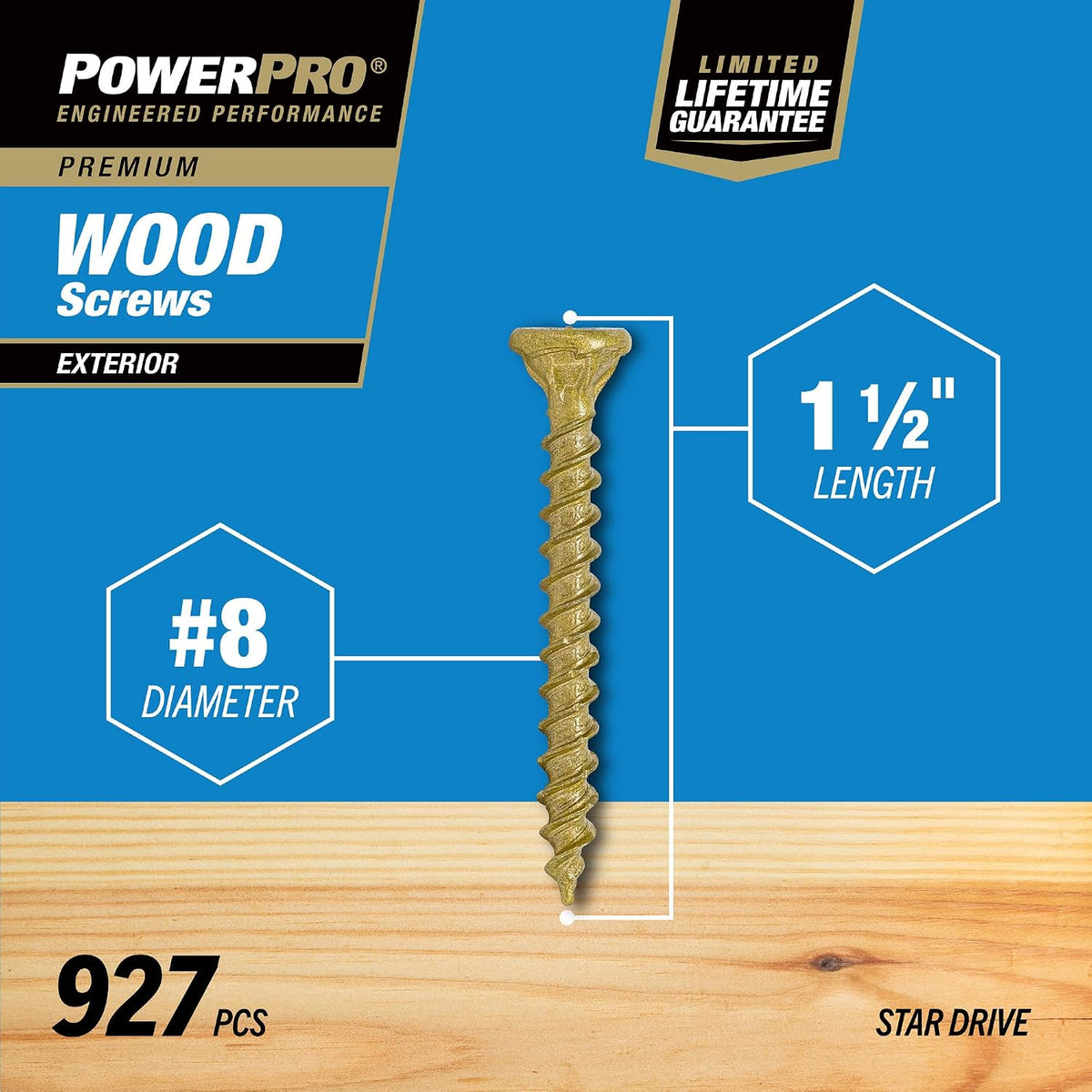Exterior Wood Screws, #8 x 1-1/2in, 927 Pack, Bronze