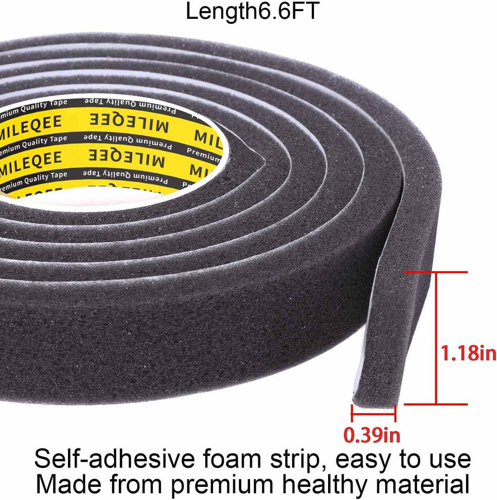 Single-Sided Adhesive Foam Tape,1PACK 1.18in x 6.6FT,Black