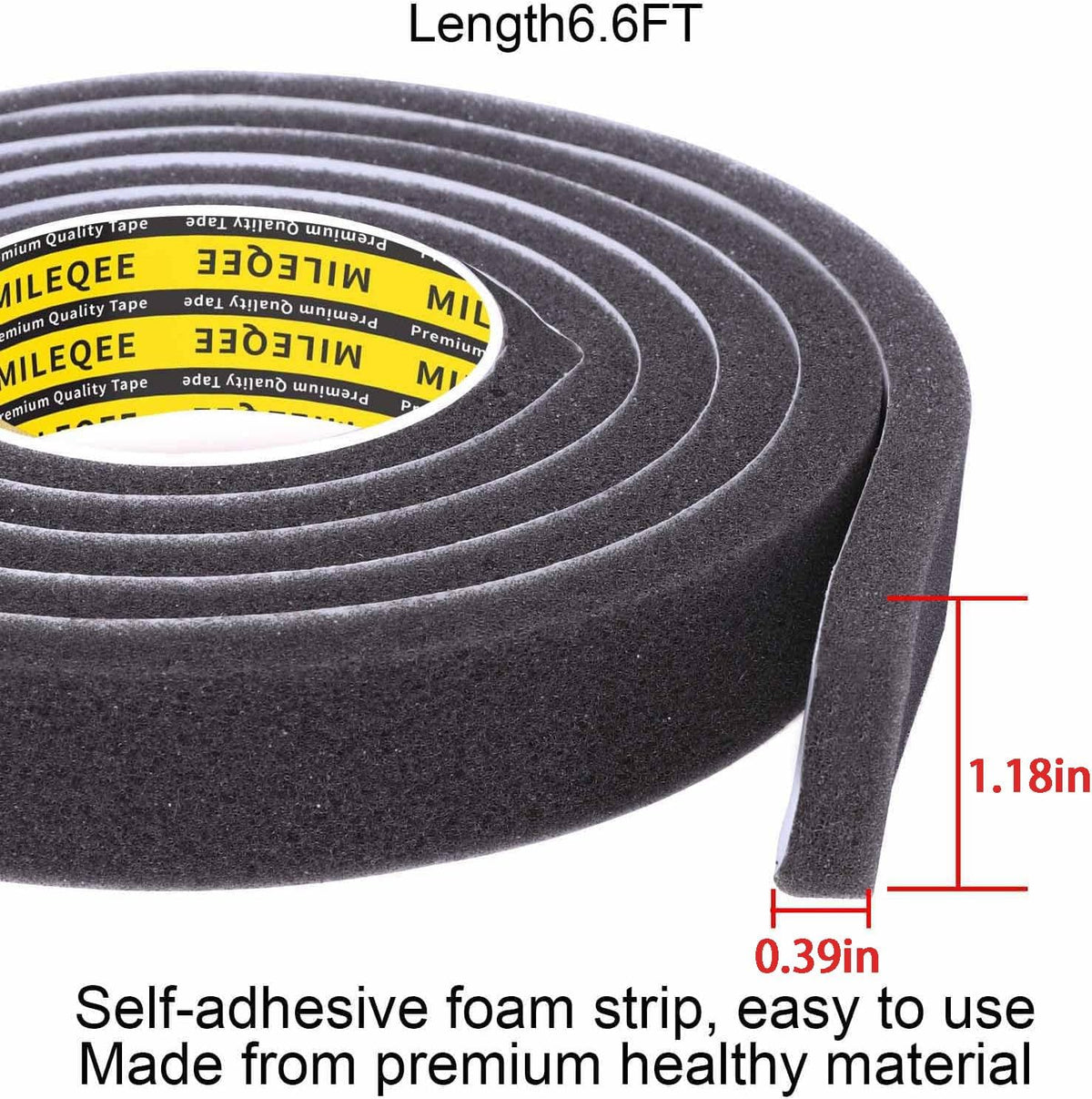 Single-Sided Adhesive Foam Tape,1PACK 1.18in x 6.6FT,Black