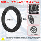 16x2.125 Electric Bike Solid Tire, Airless Explosion-Proof- 2PACK