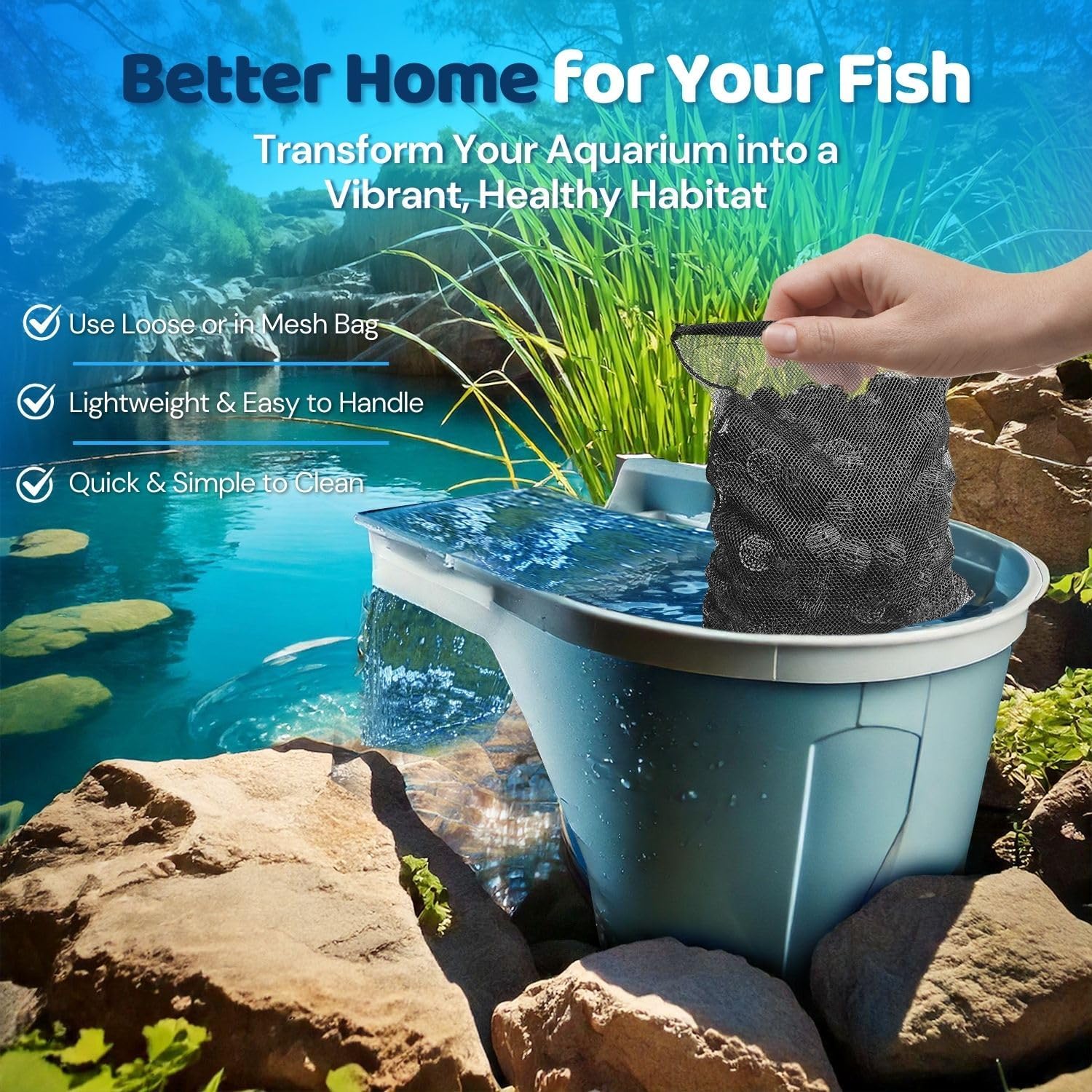 Aquarium Canister Filter Media Set, Bio Balls, Rings & Carbon | Aquarium Bio Media: 40 Bio Balls, 500G Ceramic Rings