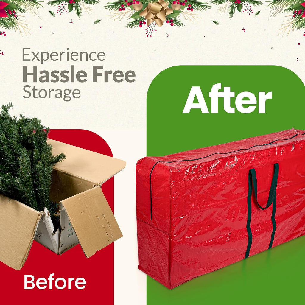 (Not Made In China) Christmas Tree Storage Bag 9ft Tree, Fits Up to 9 foot Artificial Tree, Durable Handles with Tear
