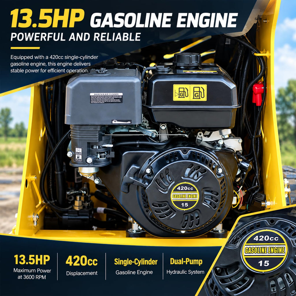 Mini Skid Steer Loader 13.5HP Gas Stand-On Track Loader 46-In Bucket