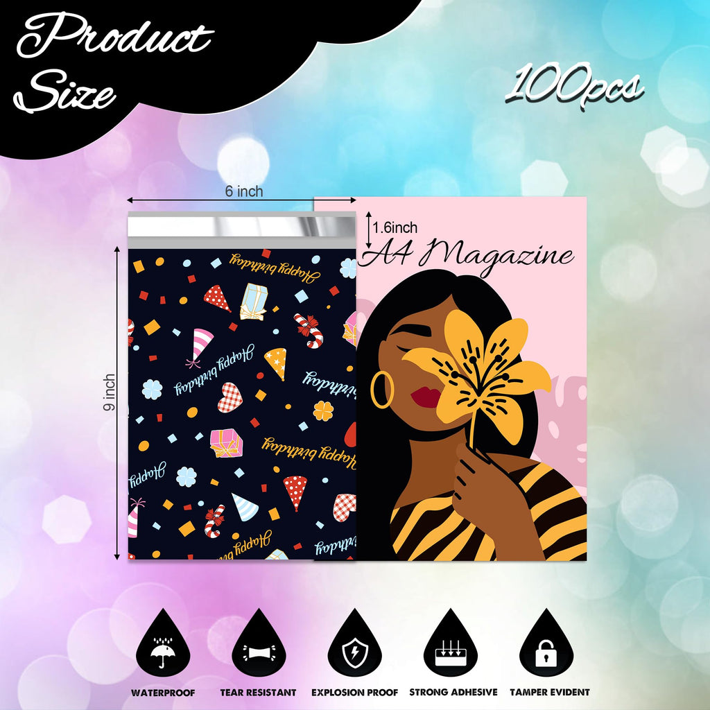 Cute Poly Mailers 6x9 Inch 100 Pcs, Happy Birthday