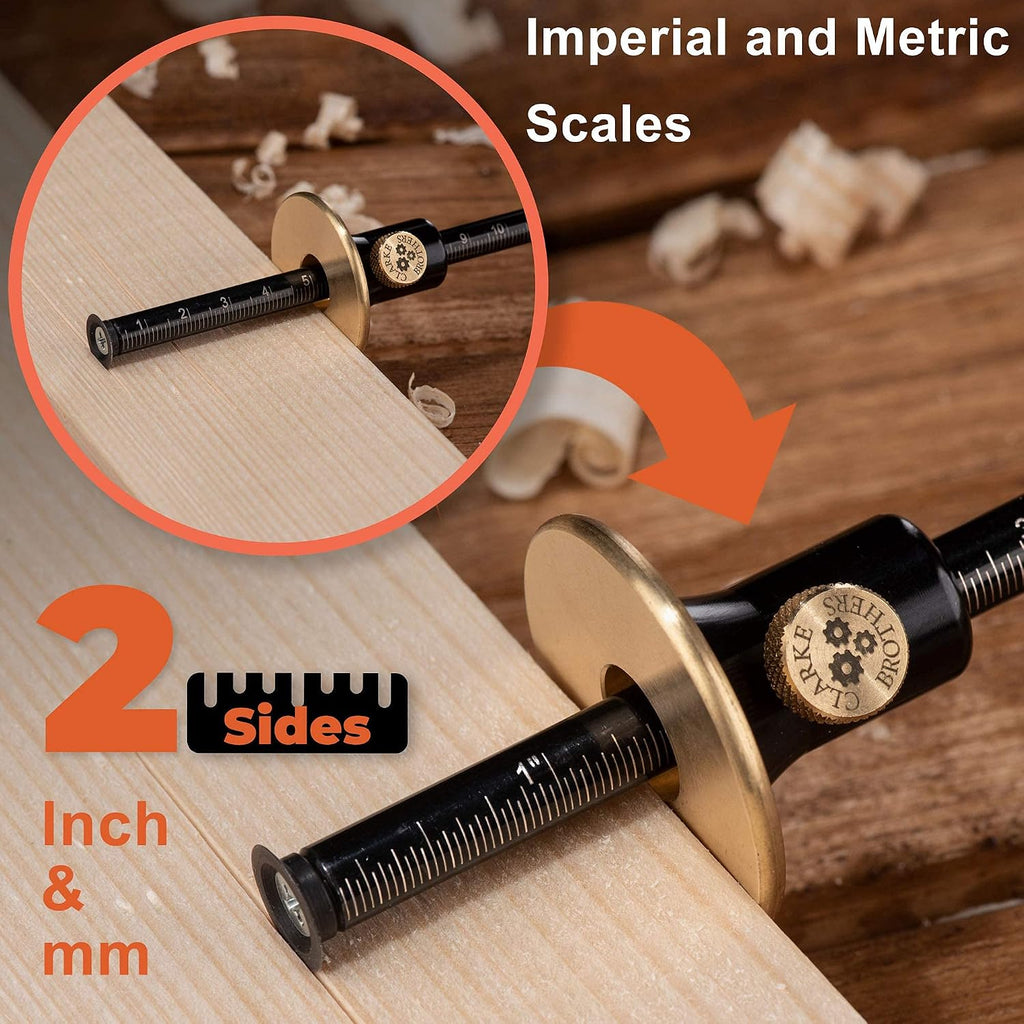 Wheel Marking Gauge - Woodworking Marking Scriber Kit With 2 Replacement Cutters - Wood Marking Tools With Graduated