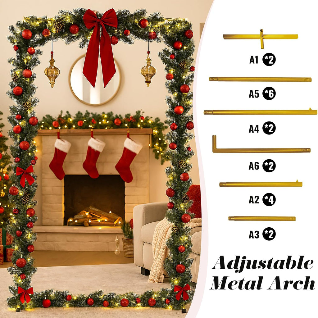 Metal Wedding Arch Backdrop Stand 6.6x3.3 FT Gold Square Balloon Arch Frame for Ceremony Party Birthday Bridal Baby