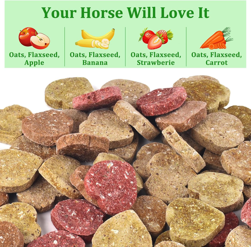 Horse Treats, Made with Apple Banana Strawberry and Carrot, Natural Healthy Snacks for Horse Training Rewards and