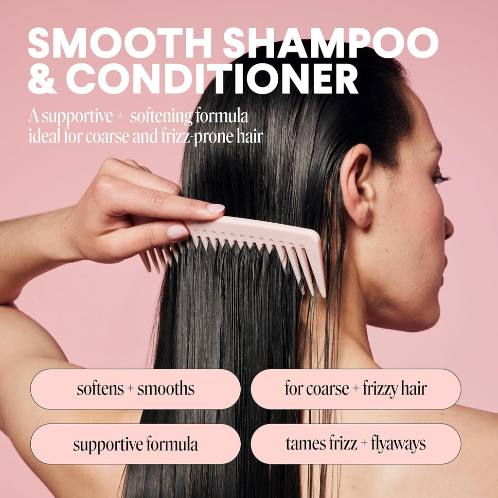 Smooth Shampoo + Conditioner Bathroom Set (2 Count) 27 oz Each For Frizzy, Coarse & Curly Hair Made with Coconut Oil