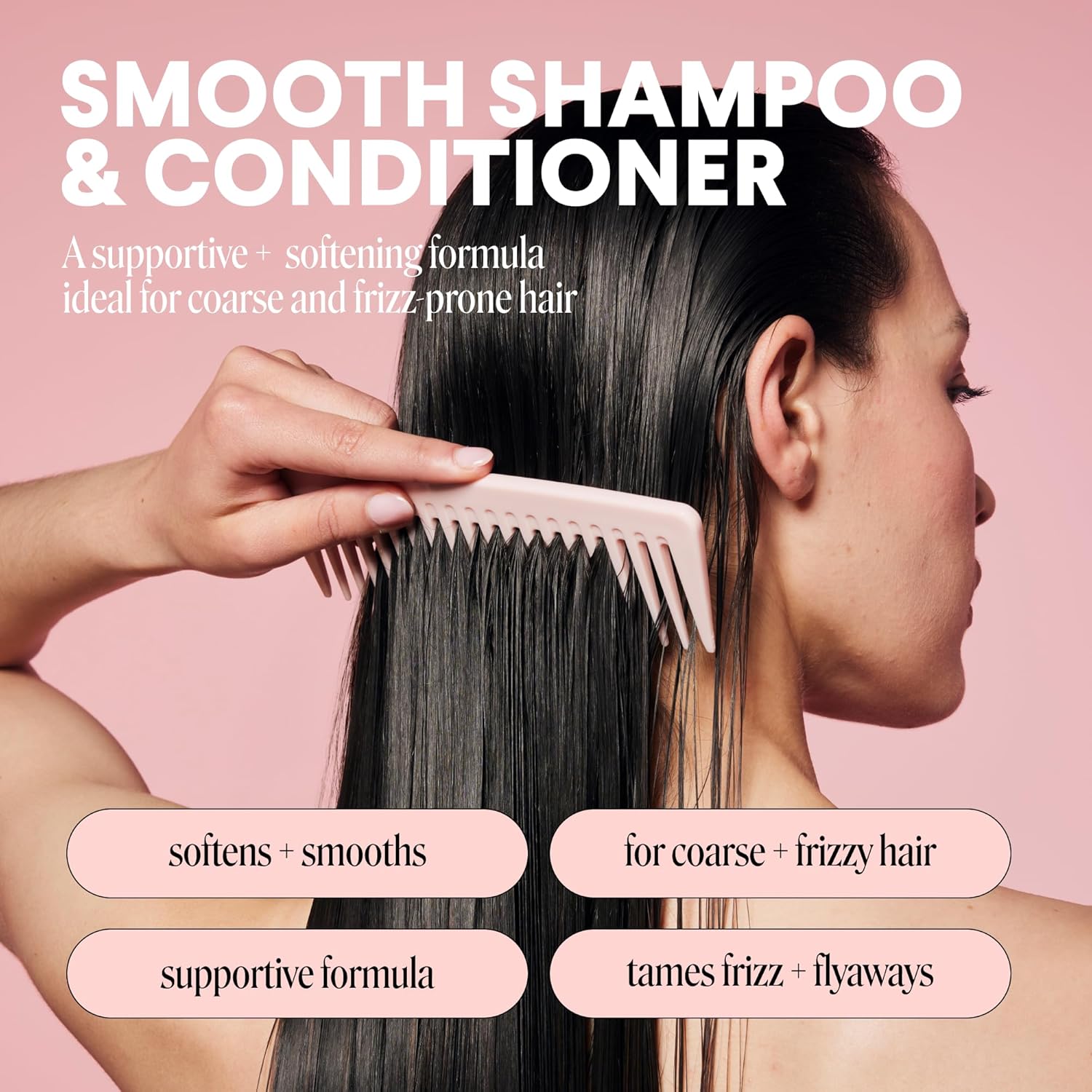 Smooth Shampoo + Conditioner Bathroom Set (2 Count) 27 oz Each For Frizzy, Coarse & Curly Hair Made with Coconut Oil
