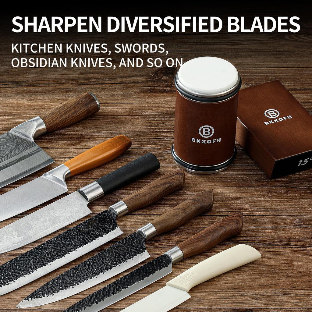 Rolling Knife Sharpener Kit, Knife Sharpening Kit, Kitchen Knives Sharpener Roller with Diamond and Ceramic for Steel