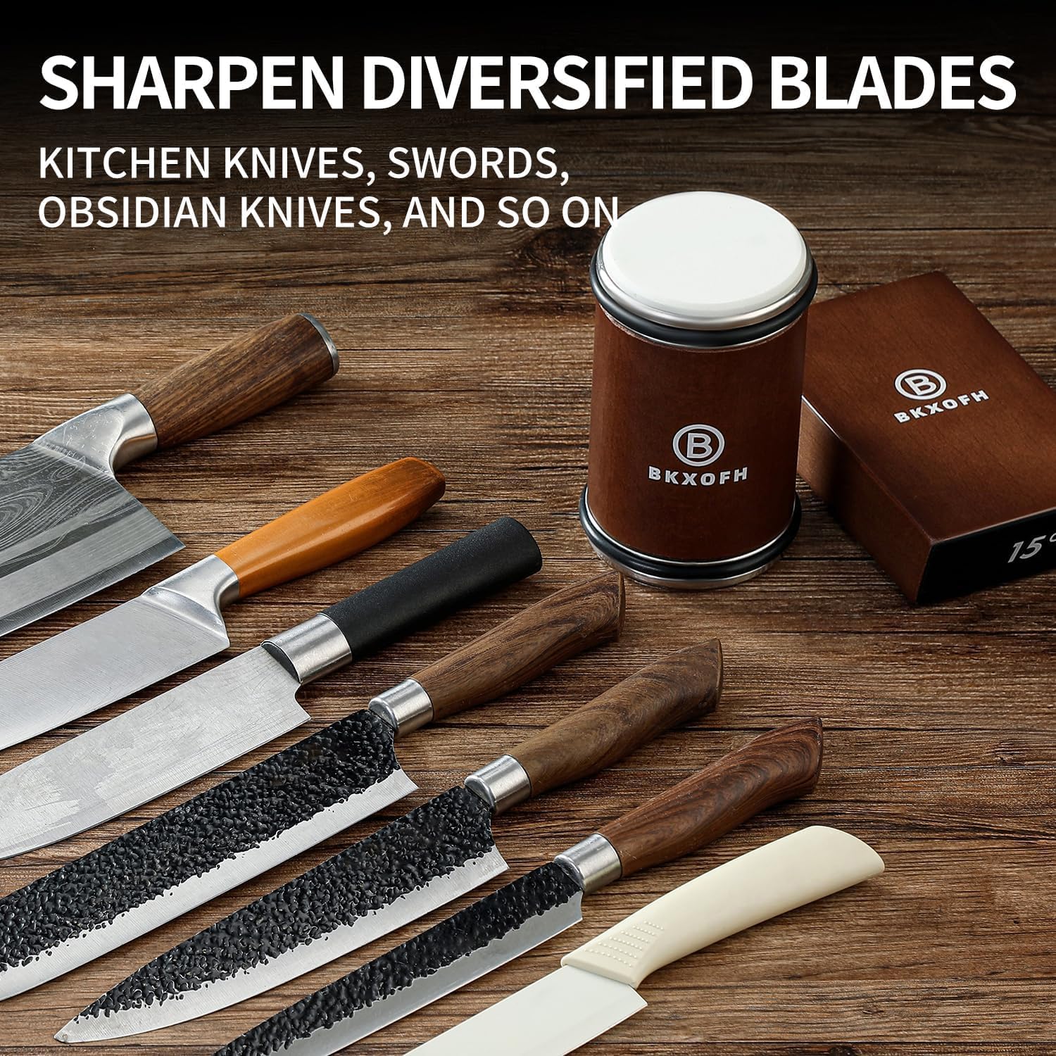Rolling Knife Sharpener Kit, Knife Sharpening Kit, Kitchen Knives Sharpener Roller with Diamond and Ceramic for Steel