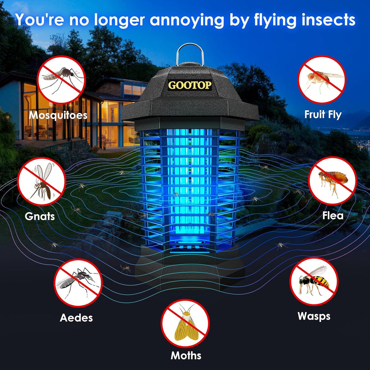 Bug Zapper Outdoor, Mosquito Zapper, 4200V 3 Prong Plug in Electric Fly Zapper, Mosquito Killer, Fly Traps, Flying