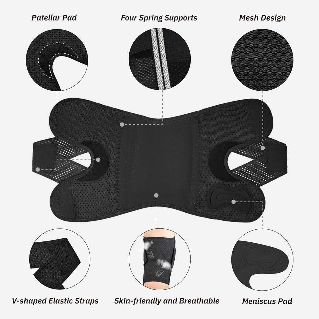 Knee Brace with Side Stabilizers for Knee Pain, Adjustable Knee Support for Meniscus Tear ACL MCL Arthritis Injury