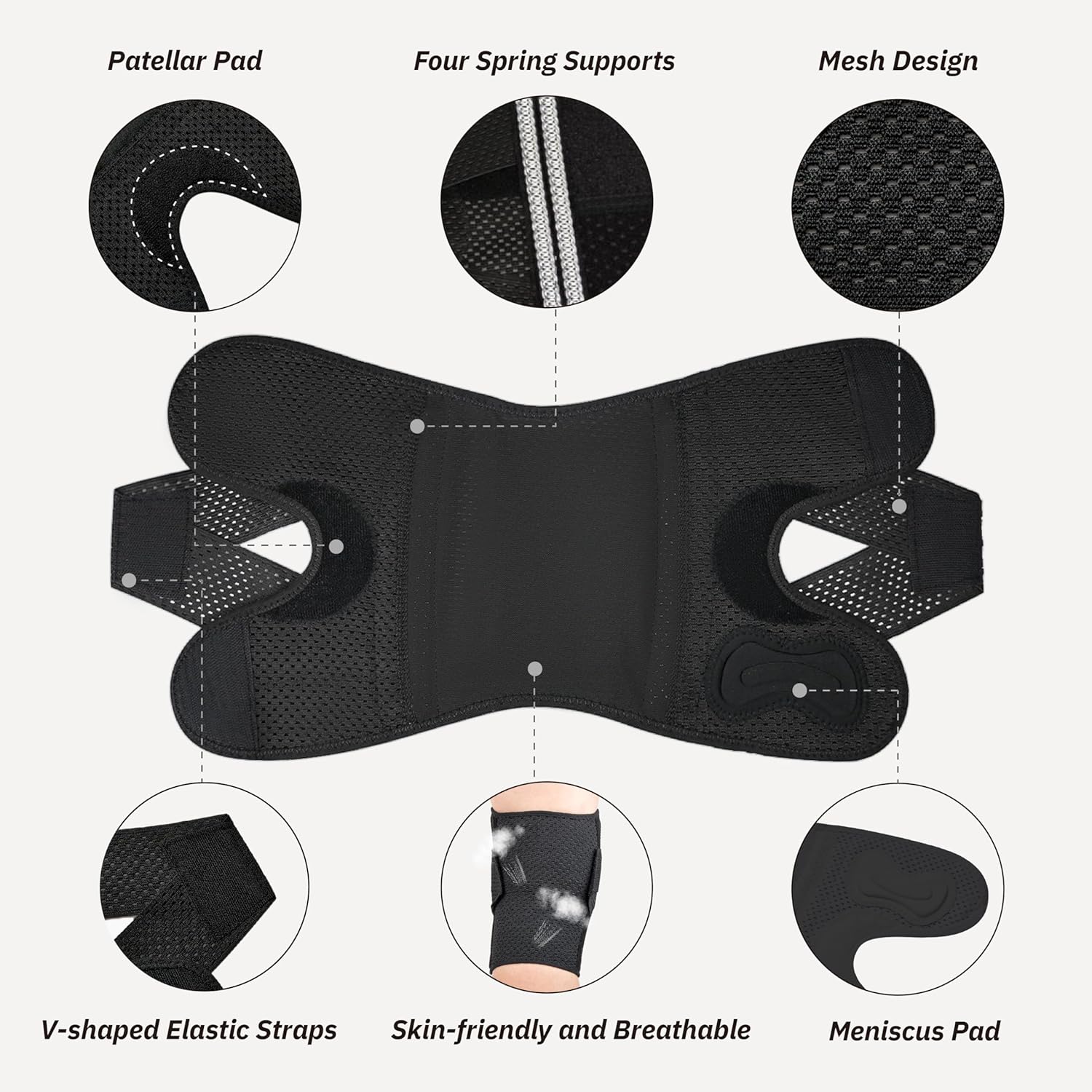 Knee Brace with Side Stabilizers for Knee Pain, Adjustable Knee Support for Meniscus Tear ACL MCL Arthritis Injury
