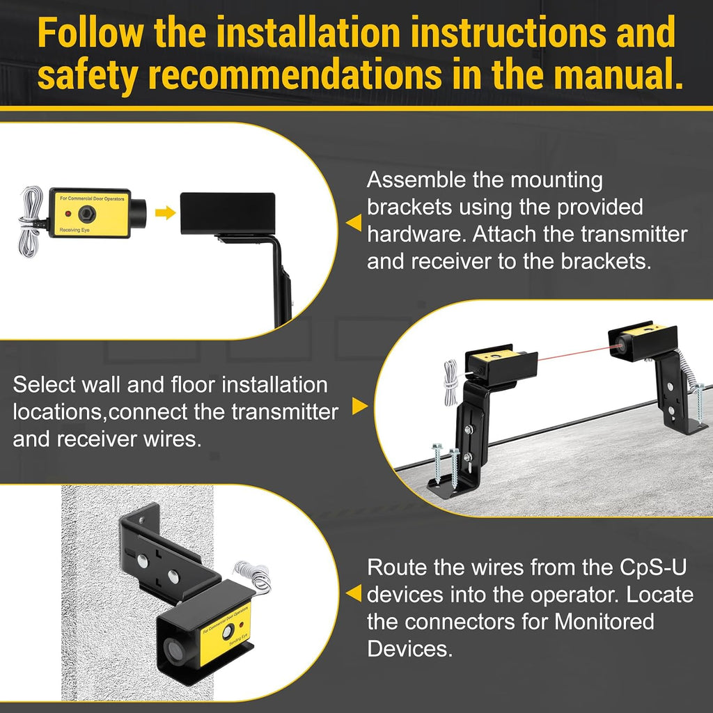 CPS-U Commercial Photo Eyes Compatible with LiftMaster Garage Door Operator