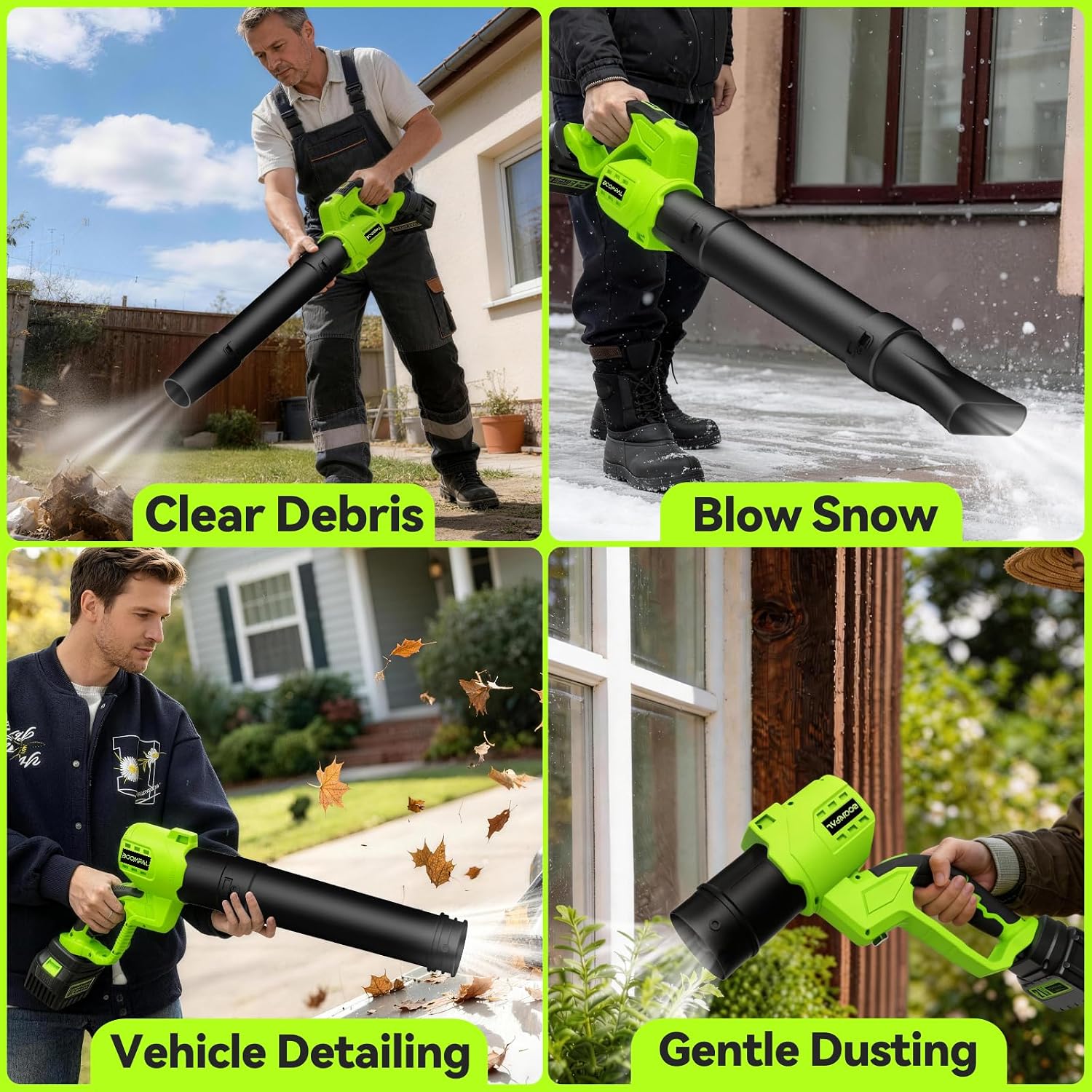 Leaf Blower Cordless with Battery and Charger, Cordless Leaf Blower with Rotatable Body, 2-Pack 20V Batteries