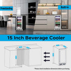 15 Inch Beverage Refrigerator Under Counter,126 Cans,Silver