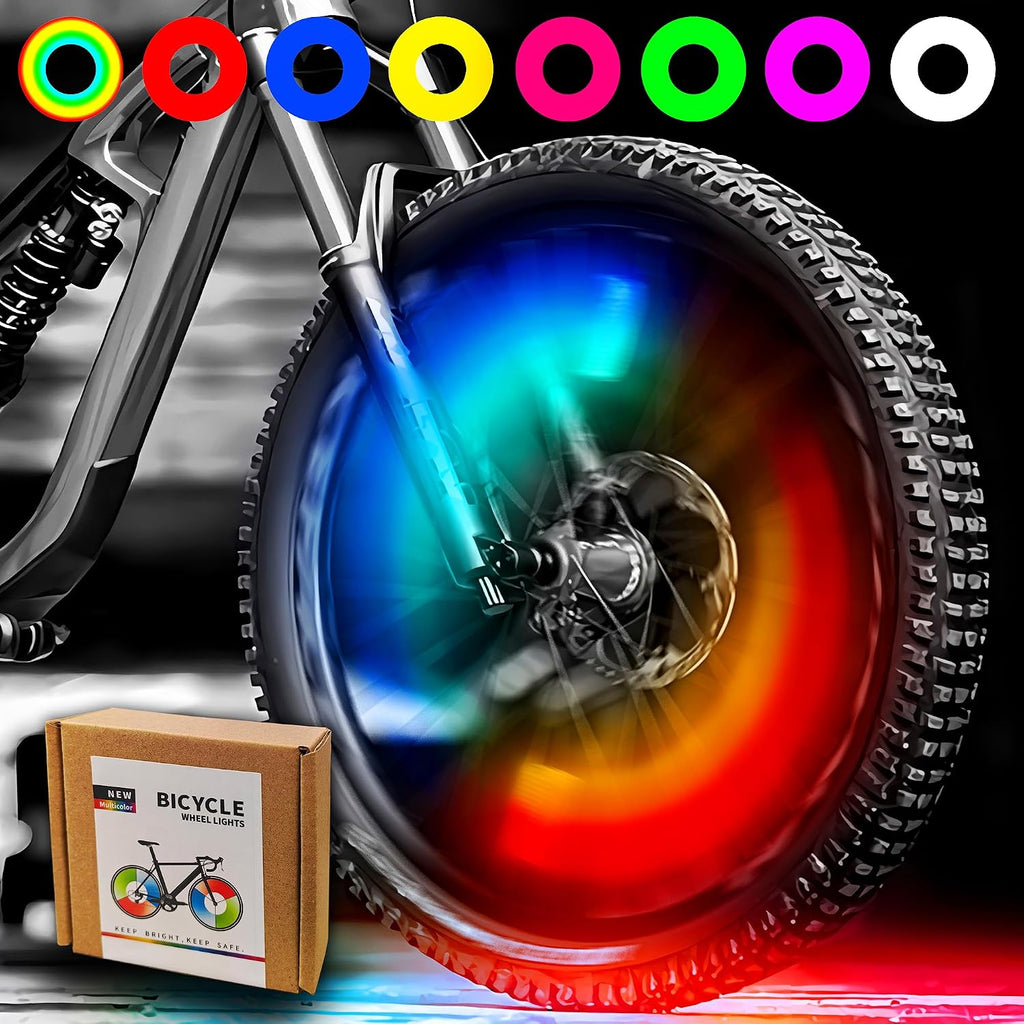 Bike Wheel Lights Rechargeable(2pack), Bicycle Spoke Lights Weatherproof, Adults Kids Bike Lights for Wheels 7-Color