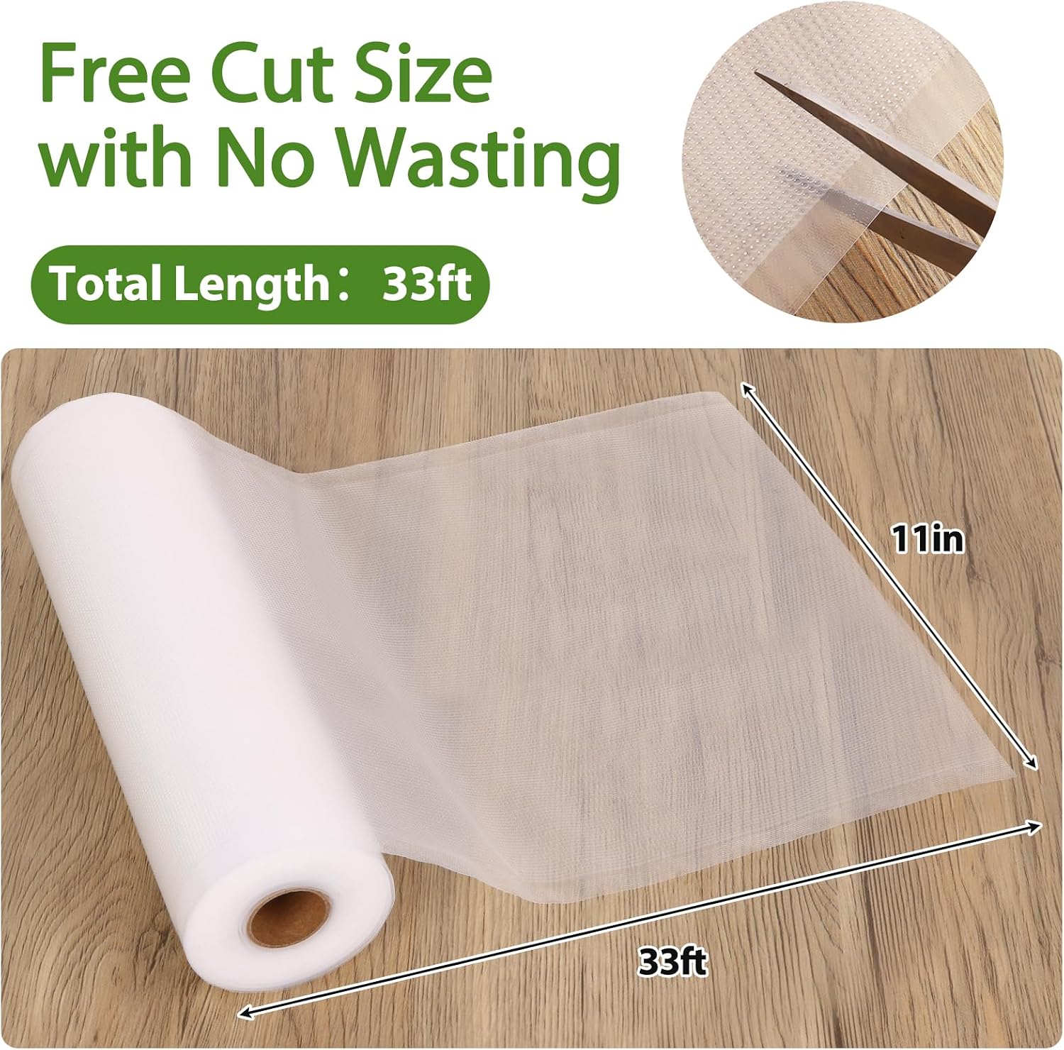 Vacuum Sealer Bags for Food Storage, 3 Rolls 11" x 33', Cut-to-Size Bags