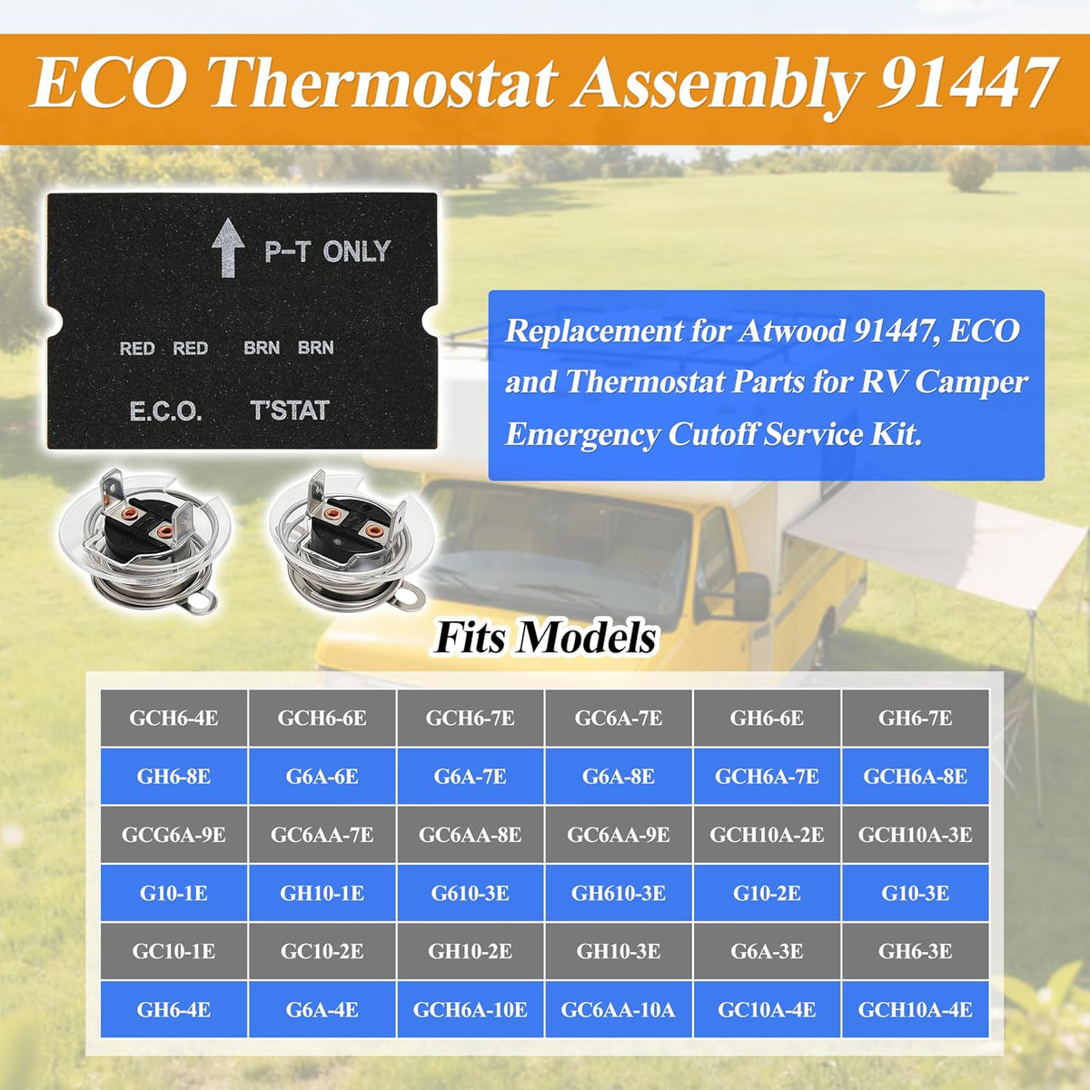 ARU RV Water Heater ECO and T-STAT Kit Compatible with Atwood 91447