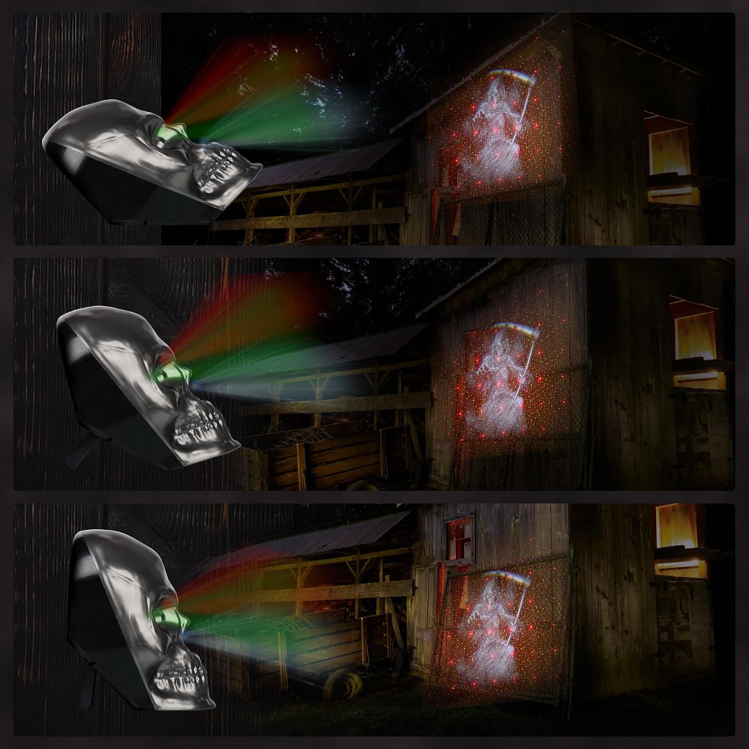 Halloween Projector Lights, Ghost Skeleton Halloween Laser Lights in Skull Shape, 5 Modes and Spooky Screams