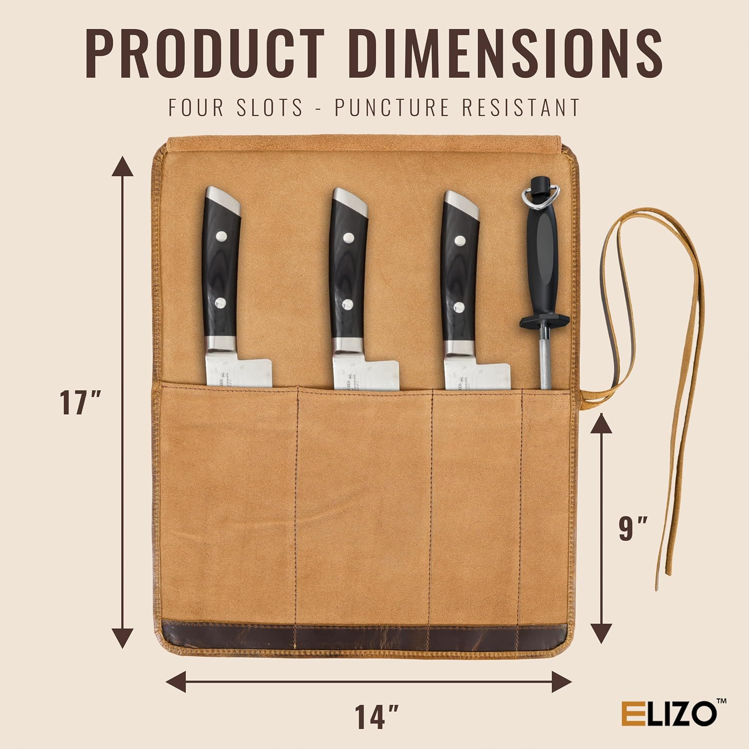 Leather Knife Roll Bag Professional Chef Knife Case, Durable Knife Sheath Holder, Cooks & Culinary Tools Carrying
