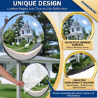 New Upgraded 22" HD Convex Mirror | 160° Adjustable Wide Angle View, Leather Frame & ABS Back, Traffic Mirror for
