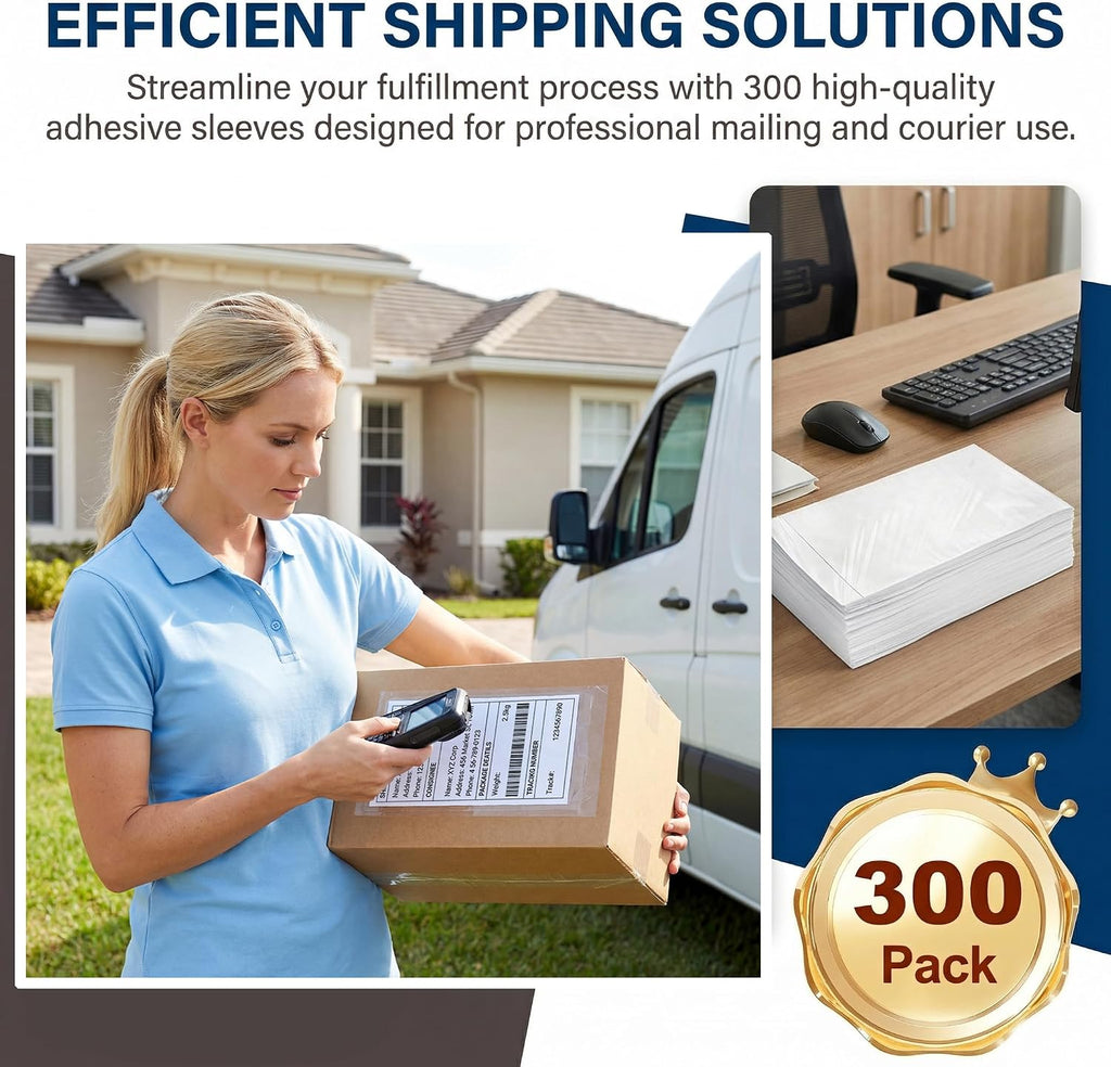 300 Pcs Packing List Envelopes 6''x10'', Adhesive Shipping Sleeves Clear Shipping Label Pouches for Mailing