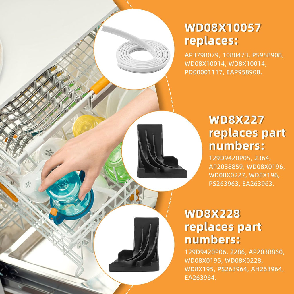 WD08X10057 Dishwasher Door Gasket Seal Kit Fit for G-E Hot-Point Ken-More