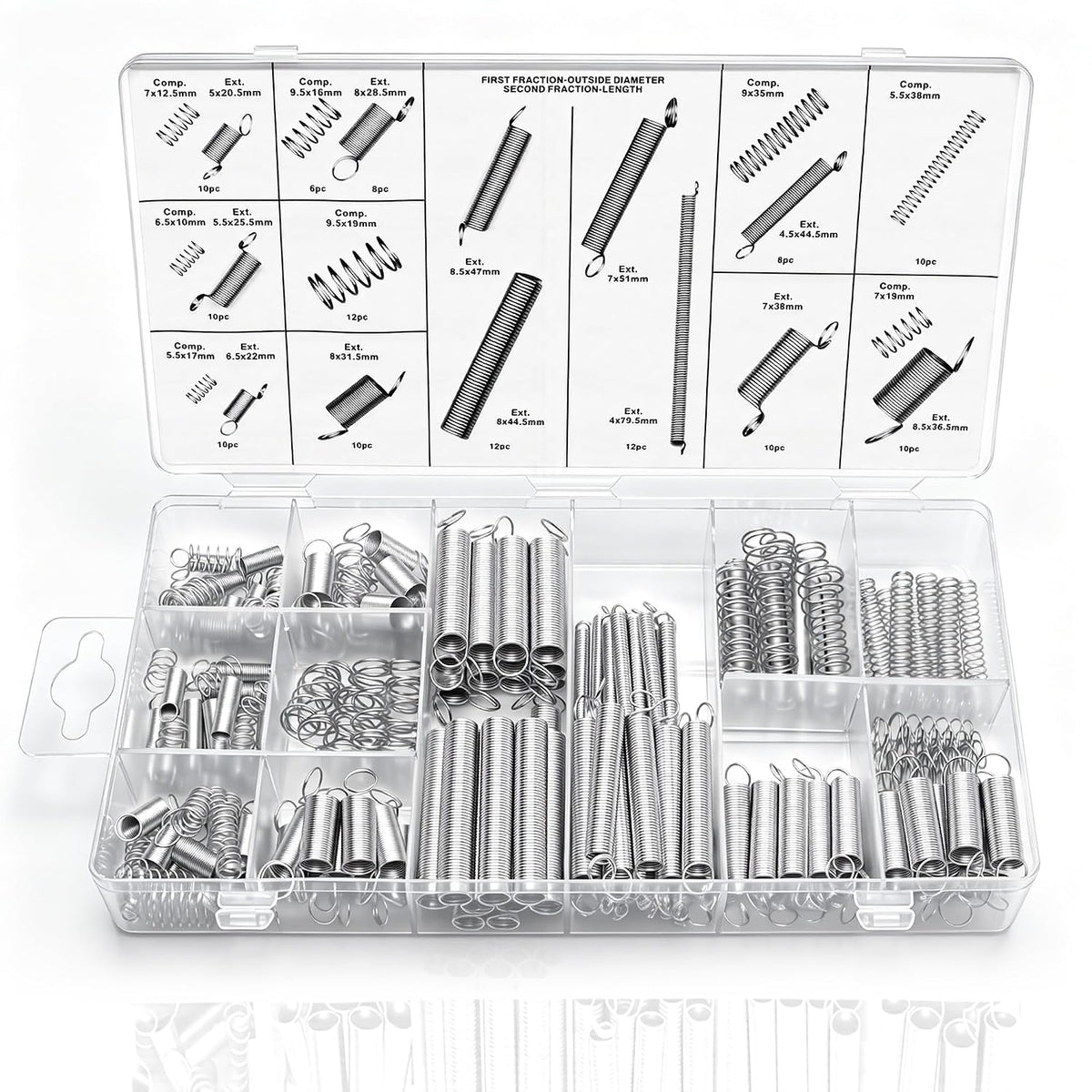 200PCS Spring Assortment Kit 20 Different Sizes Mini Zinc Plated Steel Compression and Extension Springs for DIY