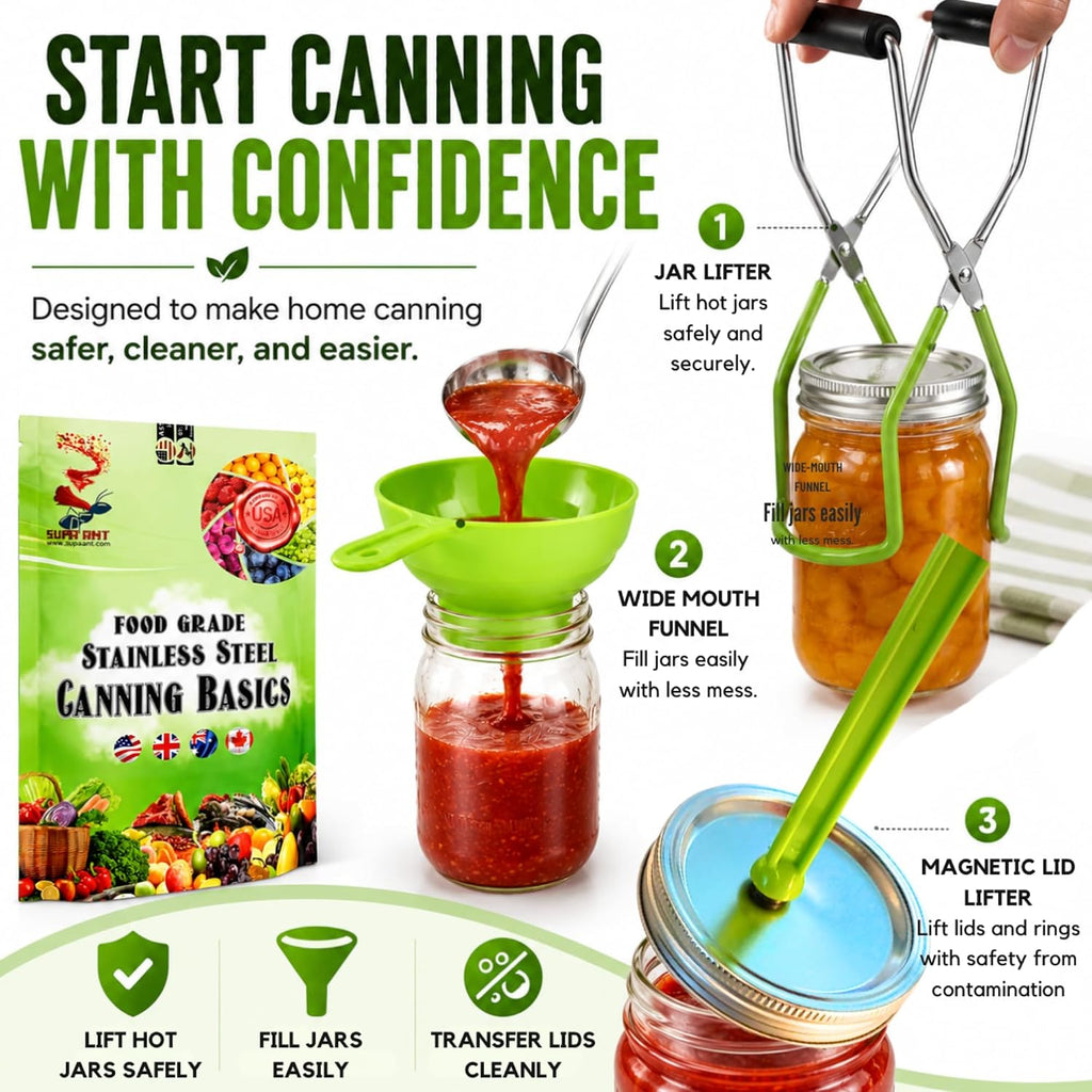 Canning Supplies Starter Kit (Food Grade) - Canning Kits Set for Beginners - 3 Pcs. Including Wide Mouth Jar Funnel