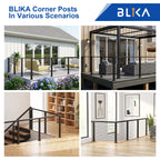 2Pack 36" Black Cable Railing Corner Post, 3-Side Drilled Corner Post