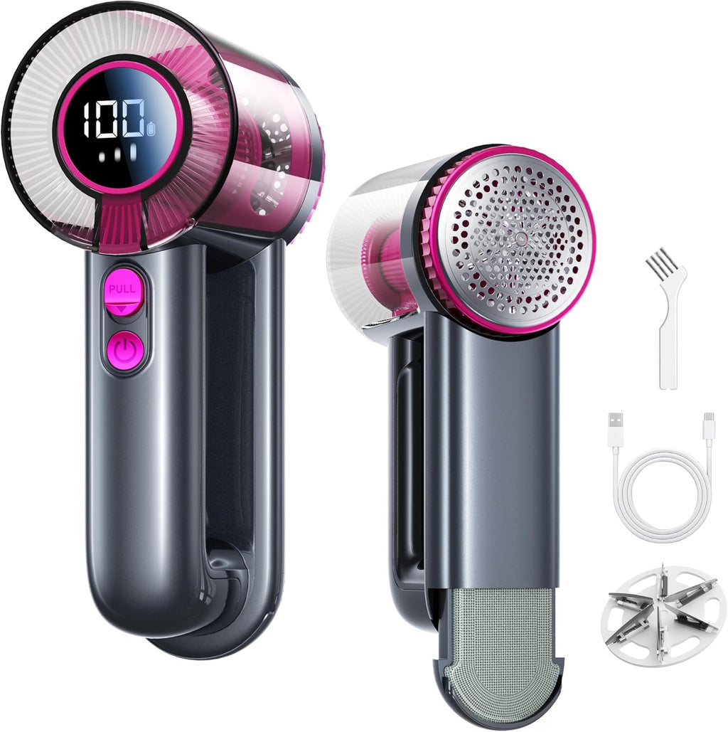 2-in-1 Rechargeable Fabric Shaver & Lint Remover,1800mAh | 3-Speed Lint Shaver with Digital LED Display, Type-C Fast