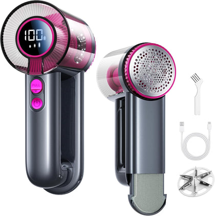 2-in-1 Rechargeable Fabric Shaver & Lint Remover,1800mAh | 3-Speed Lint Shaver with Digital LED Display, Type-C Fast