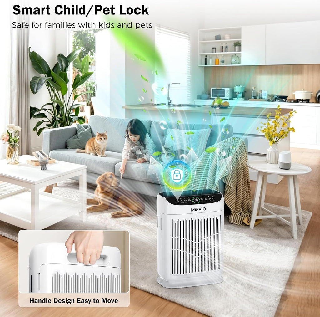 Air Purifiers for Home Bedroom Large Room Up to 3000 Ft², HEPA Air Cleaner with Washable Double-Side Filter, PM2.5