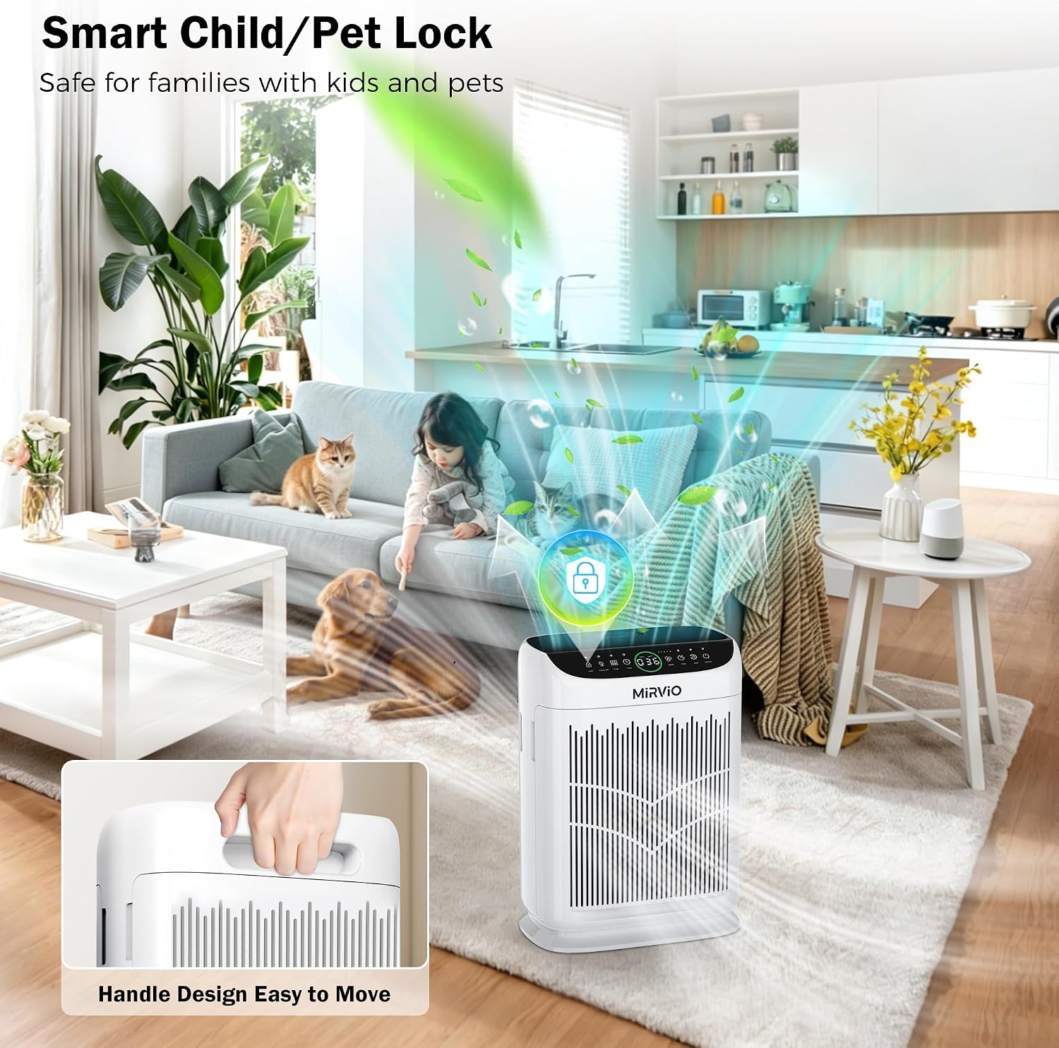 Air Purifiers for Home Bedroom Large Room Up to 3000 Ft², HEPA Air Cleaner with Washable Double-Side Filter, PM2.5