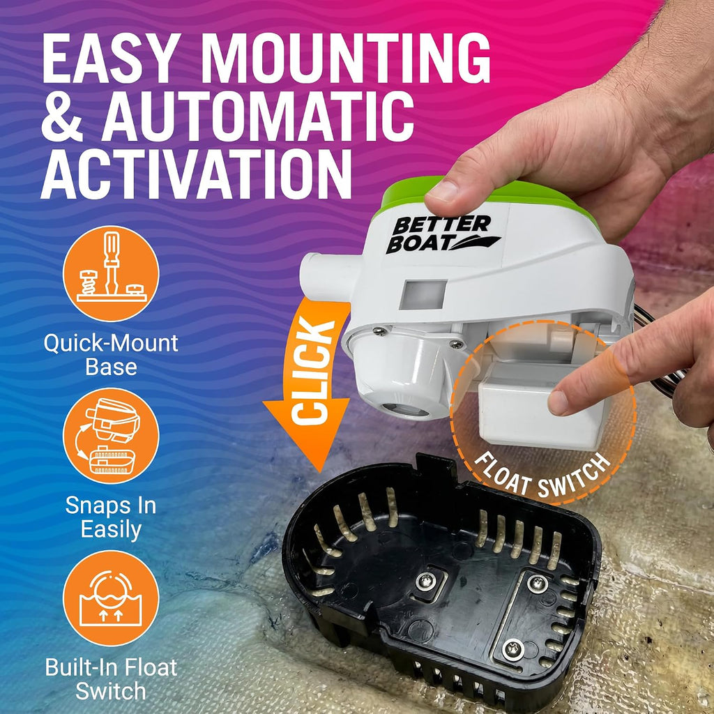 Automatic Bilge Pump 750 GPH 12V with Built-In Float Switch, 3/4 Inch