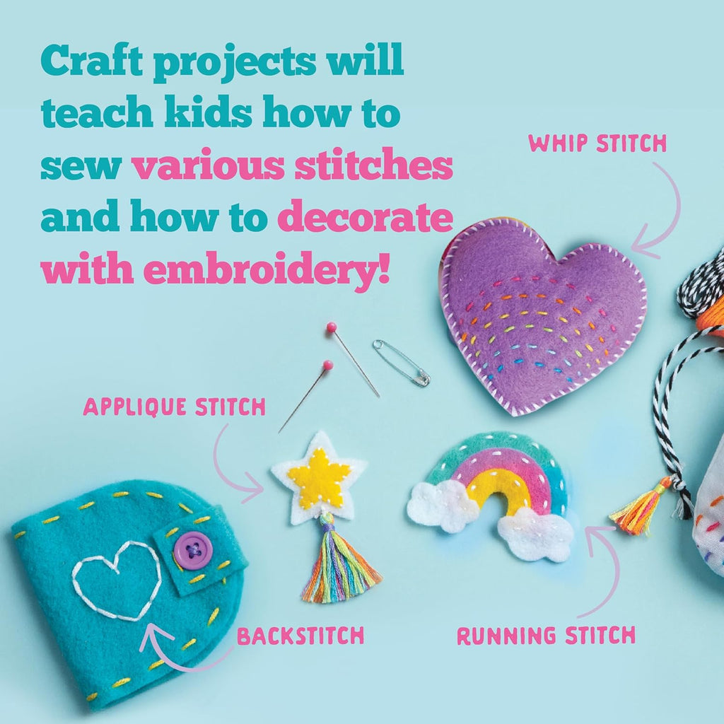 Let’s Learn to Sew – Mini Sewing Kit, Arts and Crafts, Art Supplies, Embroidery Kit for Beginners, Includes Sewing