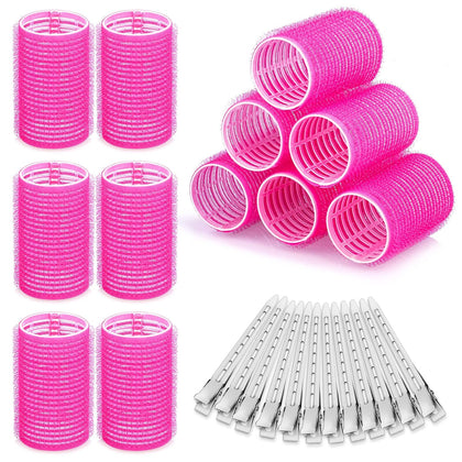 Hair Curlers Rollers, 12Pcs Hair Rollers Hair Curlers Self Grip Holding Rollers with 12 Pcs Hair Clips for Long