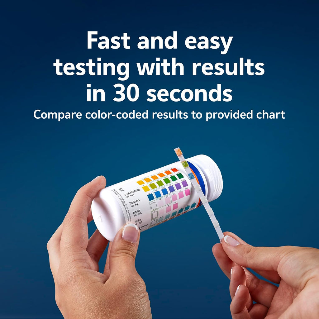 7-in-1 Aquarium Test Strips, Fast Results for pH, Total Alkalinity, Hardness, Nitrate, Nitrite, Free Chlorine and
